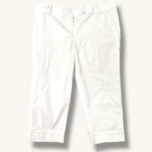 LOFT Catalina Capri Marisa Fit White Cotton Side Slit Cropped Pants 10P Petite